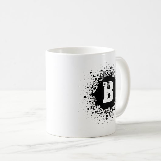 Customizable Black Ink Spot Double Monogram Mug コーヒーマグカップ (正面右)