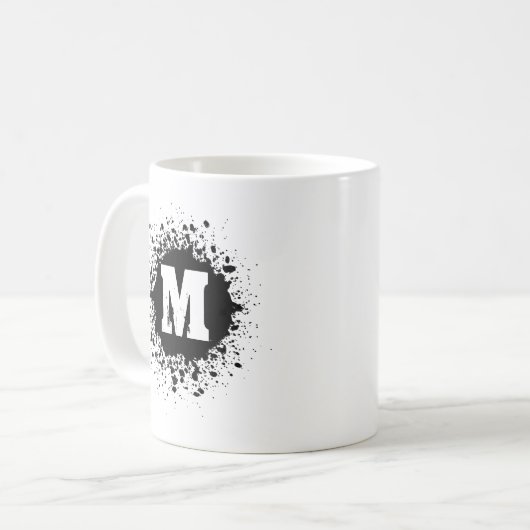 Customizable Black Ink Spot Double Monogram Mug コーヒーマグカップ (正面左)
