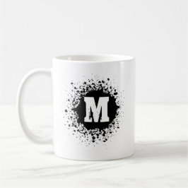 Customizable Black Ink Spot Double Monogram Mug コーヒーマグカップ