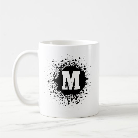 Customizable Black Ink Spot Double Monogram Mug コーヒーマグカップ (左)