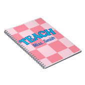 Customizable Blue and PinCheckered Teacher Planner ノートブック (右側)