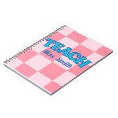Customizable Blue and PinCheckered Teacher Planner ノートブック (左側)