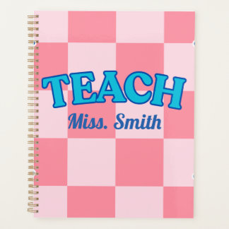 Customizable Blue and PinCheckered Teacher Planner プランナー手帳
