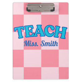 Customizable Blue and Pink Teacher Clipboards クリップボード