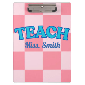 Customizable Blue and Pink Teacher Clipboards クリップボード