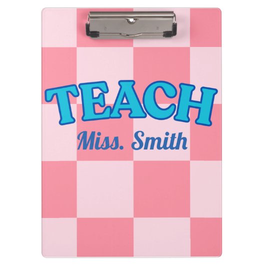 Customizable Blue and Pink Teacher Clipboards クリップボード (正面)