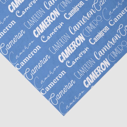 Customizable Blue Boys Name Font Collage 薄葉紙 (詳細)