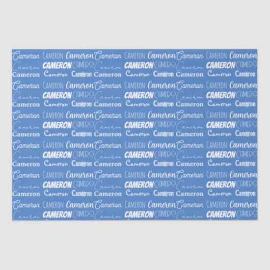 Customizable Blue Boys Name Font Collage 薄葉紙 (正面)