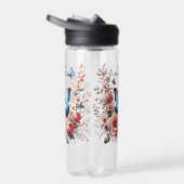 Customizable Blue Butterfly Floral Art-96279 ウォーターボトル (右面)