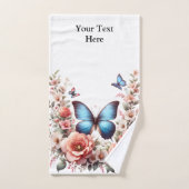 Customizable Blue Butterfly Floral Art-96279 バスタオルセット (ハンドタオル)