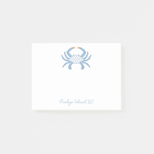Customizable Blue Chic Crab Sticky Notes ポストイット (正面)