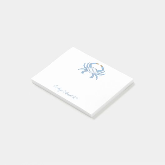 Customizable Blue Chic Crab Sticky Notes ポストイット (アングル)