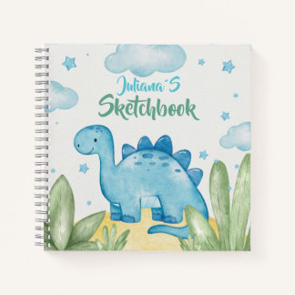 Customizable Blue Dinosaur Sketchbook ノートブック