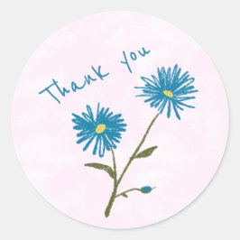 Customizable Blue Floral Thank You Envelope ラウンドシール