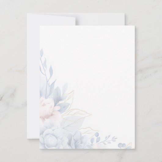 Customizable Blue Floral Wedding 招待状 (裏面)