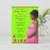 Customizable Blue Gold | Pregnant Downloadable 招待状 (スタンド正面)