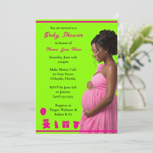 Customizable Blue Gold | Pregnant Downloadable 招待状 (スタンド正面)