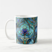 Customizable Blue & Green Stained Glass Pattern コーヒーマグカップ (左)