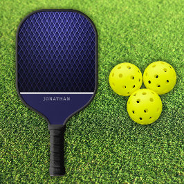 Customizable Blue Navy Diamond Pattern Pickleball ピックルボールラケット