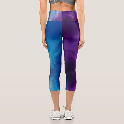 Customizable Blue Purple High Waisted Capris カプリレギンス (裏面)