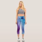 Customizable Blue Purple High Waisted Capris カプリレギンス (正面)