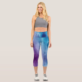 Customizable Blue Purple High Waisted Capris カプリレギンス