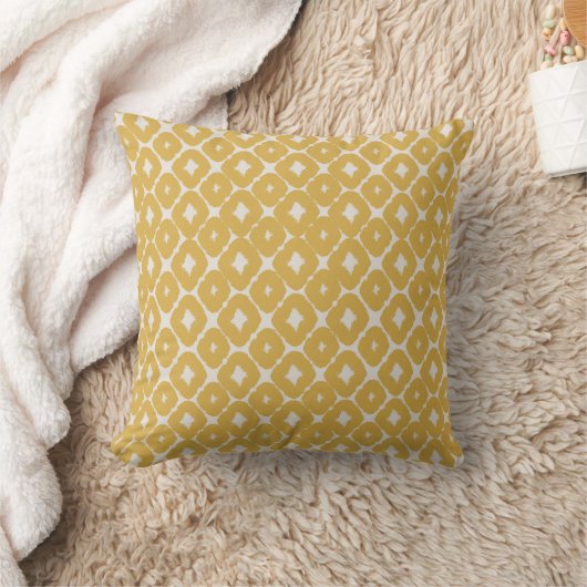 Customizable Boho Mustard Diamonds Cushion クッション (ブランケット)