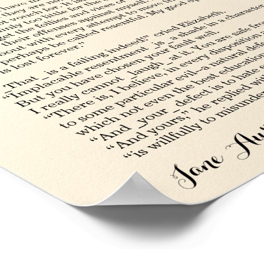Customizable Book Quote Jane Austen ポスター (角)