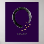Customizable BREATHE Zen Enso Circle Ginkgo Art ポスター (正面)