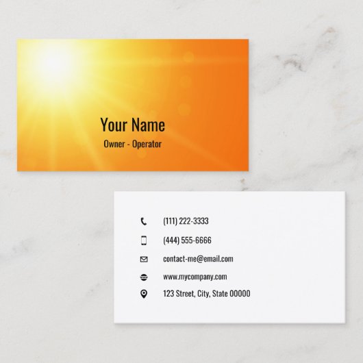 Customizable brilliant sunshine orange 名刺 (正面/裏面)