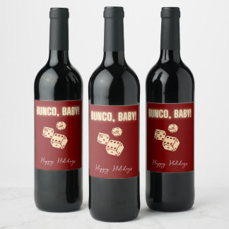 Customizable Bunco Holiday Wine Labels. ワインラベル