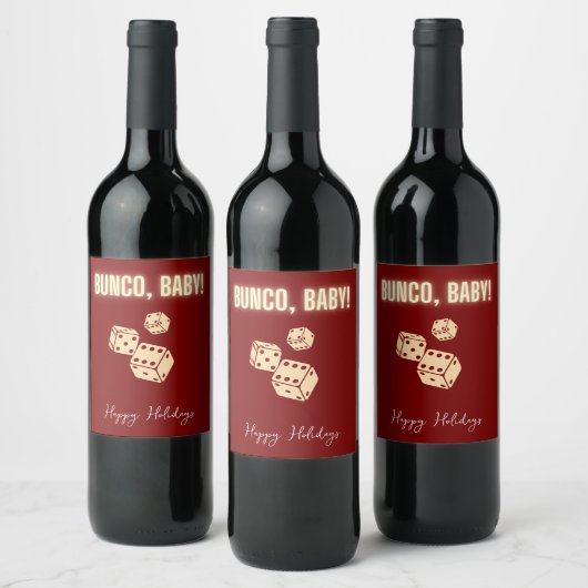 Customizable Bunco Holiday Wine Labels. ワインラベル (ボトル)