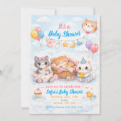 Customizable Cat-themed Baby Shower Invitation 招待状 (正面)
