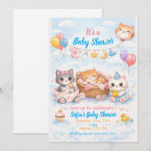Customizable Cat-themed Baby Shower Invitation 招待状 (正面/裏面)