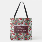 Customizable Cherry Striped Tote Bag トートバッグ (正面)