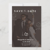 Customizable Chic Black with photo save the date  招待状 (正面)