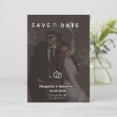 Customizable Chic Black with photo save the date  招待状 (スタンド正面)