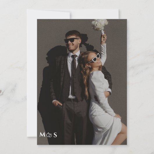 Customizable Chic Black with photo save the date  招待状 (裏面)