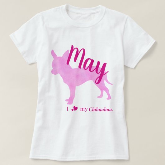 Customizable Chihuahua Pink Silhouette Tee チワワT Tシャツ (デザイン正面)