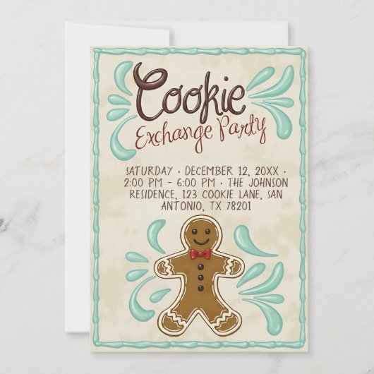 Customizable Christmas Cookie Exchange Party  招待状 (正面)