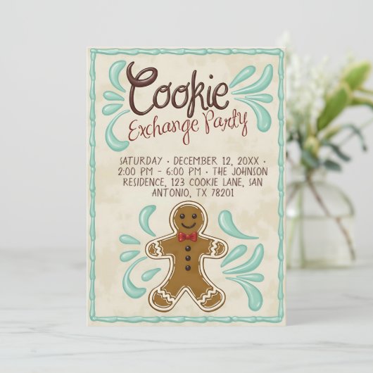 Customizable Christmas Cookie Exchange Party  招待状 (スタンド正面)