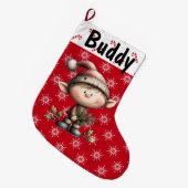 Customizable Christmas Elf ラージクリスマスストッキング (正面 (吊り時))