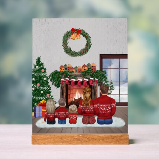 Customizable Christmas Family Portrait Gift アクリルサイン (ニュートラル)