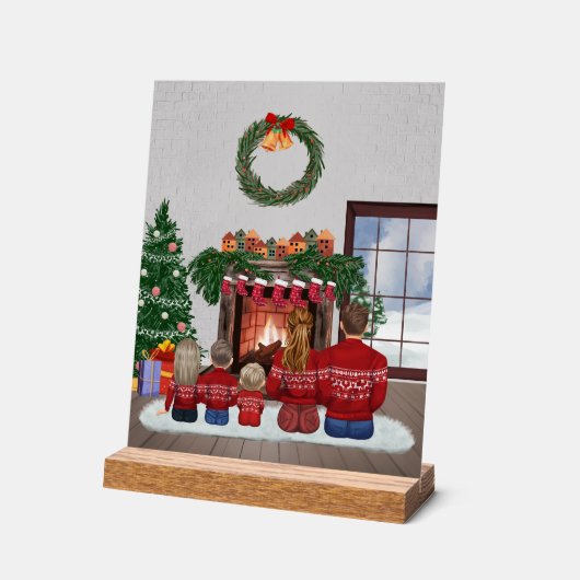 Customizable Christmas Family Portrait Gift アクリルサイン (傾斜)