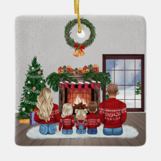 Customizable Christmas Family Portrait Gift セラミックオーナメント
