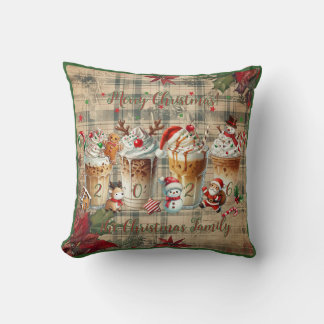 Customizable Christmas Pillow with coffee mugs クッション