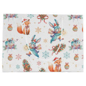 Customizable Christmas Watercolor Forest Animals ラージペーパーバッグ (裏面)