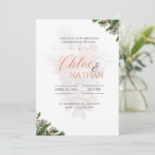 Customizable Christmas Wedding Invitation 招待状 (スタンド正面)