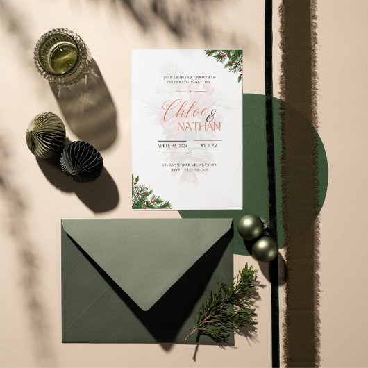 Customizable Christmas Wedding Invitation 招待状