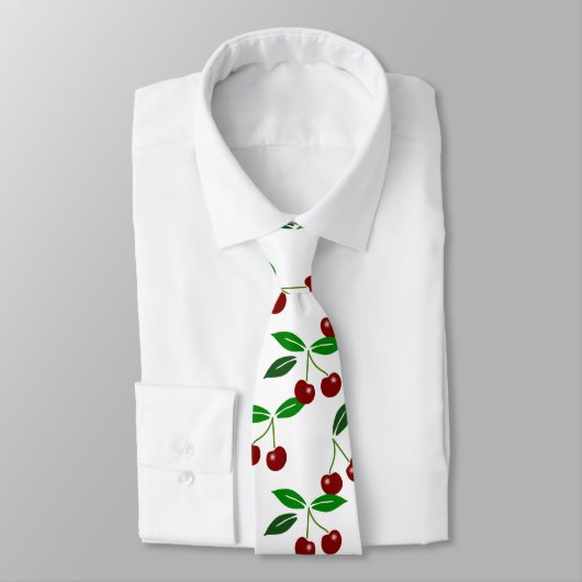 Customizable Classic Cherry Fruit and Leaf Tie ネクタイ (タイ)